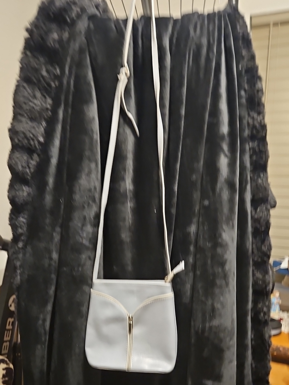 Light Gray Women's Crossbody Bag with Front Zip Detail